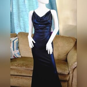 WINDSOR Blue Cowl Neck Maxi Gown